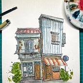 My project for course: Expressive Architectural Sketching, but with Watercolors. Sketching, Drawing, Architectural Illustration, Sketchbook & Ink Illustration project by Nick Soueref - 01.28.2024