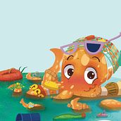 Otis the trash talking octopus. Een project van Traditionele illustratie, Ontwerp van personages,  Beeldende kunst y Digitale illustratie van Itziar Hazas - 29.01.2024