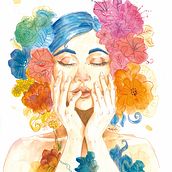 Primavere - immagine realizzata per la stagione teatrale 2023-24 del Mamimò. Ilustração tradicional, Pintura em aquarela e Ilustração digital projeto de Martina Scolieri - 18.09.2023