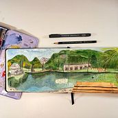 Sketchbook Thumsee, Bavaria, Germany. Painting, Creativit, Drawing, and Sketchbook project by Eva Wieneke - 01.29.2024