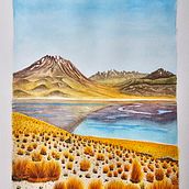 Acuarela de viajes: Volcán y Laguna Miscanti, Atacama, Chile. Un progetto di Belle arti, Bozzetti, Disegno a matita, Disegno, Pittura ad acquerello e Sketchbook di Moisés Martínez - 30.01.2024