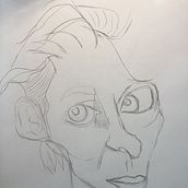 Erster Versuch für den Kurs: Karikaturporträt mit Graphit. Traditional illustration, Drawing, and Portrait Drawing project by Gaby Wolfert - 01.31.2024