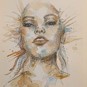My project for course: Experimental Portraiture with Ink, Tea and Alcohol. Un proyecto de Bellas Artes, Pintura, Dibujo e Ilustración con tinta de eijapelkonen - 29.01.2024