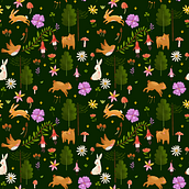 Patron con motivo del Bosque del Sur de Chile. Traditional illustration, Product Design, Pattern Design, Digital Illustration, and Children's Illustration project by Constanza Acevedo Valenzuela - 02.02.2024