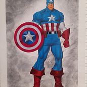 Ilustración de personajes en acrílico, Capitán América . Traditional illustration, Character Design, Painting, Comic, Acr, and lic Painting project by alvarezamado28 - 01.26.2024
