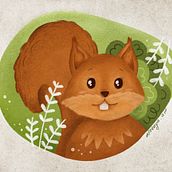 Squirrel - Children's illustration. Children's Illustration, Digital Illustration, Digital Design, Digital Painting, Editorial Illustration, and Picturebook project by Kasia Dembek - 02.03.2024