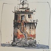 My project for course: Expressive Architectural Sketching with Colored Markers. Sketching, Drawing, Architectural Illustration, Sketchbook & Ink Illustration project by Cheryl Bryll - 02.04.2024