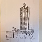 Mein Abschlussprojekt für den Kurs: Urbane Architekturskizzen mit Tusche. Traditional illustration, Sketching, Drawing, Architectural Illustration & Ink Illustration project by tanja_holzhey - 02.08.2024