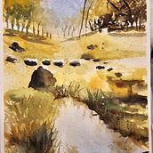 Meu projeto do curso: Paisagens naturais em aquarela. Fine Arts, Painting, and Watercolor Painting project by Jacelyne Wulczak - 02.08.2024
