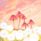 Mushrooms and dandelions. Un projet de Illustration jeunesse de Debora Żebrowska - 17.04.2023