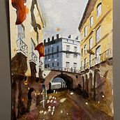 Mein Abschlussprojekt für den Kurs: Architektonische Darstellung mit Aquarell. Traditional illustration, Sketching, Drawing, Watercolor Painting, Architectural Illustration, and Sketchbook project by anhart - 02.11.2024