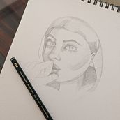 Mi proyecto del curso: Cuaderno de retratos a línea con grafito. Fine Arts, Sketching, Drawing, Portrait Drawing, and Sketchbook project by Elena - 02.12.2024