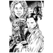 Mon projet du cours : Création d'une couverture jackette vidéo du film "The terminator" (style années 80). Un proyecto de Dibujo a lápiz, Dibujo, Ilustración digital, Pintura digital e Ilustración con tinta de Patrick Feillens - 12.02.2024
