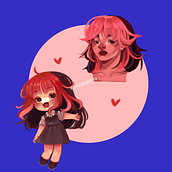 Icon y chibi . Traditional illustration, and Digital Illustration project by Jazmín Milena - 02.14.2024