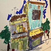 My project for course: Expressive Architectural Sketching with Colored Markers. Sketching, Drawing, Architectural Illustration, Sketchbook & Ink Illustration project by Pedro Galván - 02.14.2024