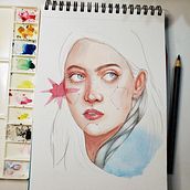 Meu projeto do curso: Retrato ilustrado em aquarela Ein Projekt aus dem Bereich Traditionelle Illustration, Bildende Künste, Malerei, Zeichnung, Aquarellmalerei, Porträtzeichnung und Artistische Zeichnung von leticvianacontato - 14.02.2024