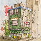 I didn't have markers to hand so I used watercolors instead . Schițe, Desen, Ilustrație arhitecturală, Caiet de schițe & Ilustrație cu cerneală de joeericwoodcock - 02.15.2024