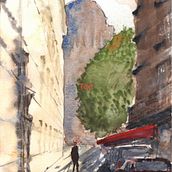 My project for course: Urban Landscapes in Watercolor. Een project van  Beeldende kunst, Aquarelschilderen y  Architecturale illustratie van Aron Gereben - 18.02.2024