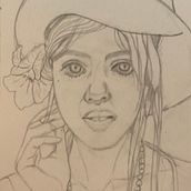 Chica con flor y sombrero. Un proyecto de Ilustración tradicional de Jaime Daroca - 19.02.2024