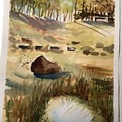 Mein Abschlussprojekt für den Kurs: Natürliche Aquarelllandschaften. Fine Arts, Painting, and Watercolor Painting project by Claudia Grönke - 02.19.2024
