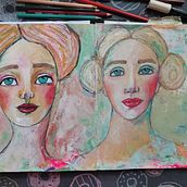 Whimsical faces. Een project van Schilderij van Cristina-Gabriela Panaet - 16.02.2024