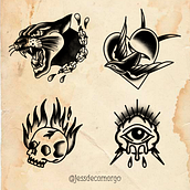 Ilustrações Old School para Tatuagens. Tattoo Design, and Digital Illustration project by Jéssica de Camargo - 02.20.2024