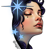 Moça com estrelas. Een project van  Tatoeageontwerp van Regina Gomes - 16.01.2024