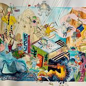 Isometric Inktober 2023. Traditional illustration, Character Design, Painting, Watercolor Painting, Stor, and telling project by Aneliya Barenska - 10.30.2023