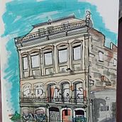Mi proyecto del curso: Dibujo arquitectónico expresivo con marcadores de colores. Sketching, Drawing, Architectural Illustration, Sketchbook & Ink Illustration project by Marcela Moya - 02.23.2024