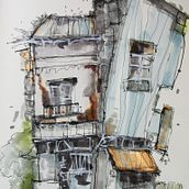 Mein Abschlussprojekt für den Kurs: Expressive Architekturskizzen mit Markern. Sketching, Drawing, Architectural Illustration, Sketchbook & Ink Illustration project by Barbara Krammer - 02.24.2024