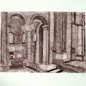 St. Anne's Cathedral Interior, chalk & charcoal . % Gemma Garrett tarafından hazırlanan İç Mimarlık, Eskiz çizimi, Mimari İllüstras, on, Ve Çizim projesi - 02.25.2024