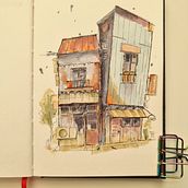 Mein Abschlussprojekt für den Kurs: Expressive Architekturskizzen mit Markern. Sketching, Drawing, Architectural Illustration & Ink Illustration project by Evi - 02.25.2024