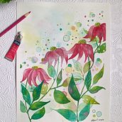 Mon projet du cours : Aquarelle florale créative : renouez avec la nature. Traditional illustration, Painting, Watercolor Painting, and Botanical Illustration project by Hélène Hélène Castonguay - 02.13.2024