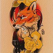 Raposa com Rosas Amarelas. Un progetto di Design di tatuaggi di Samuel Dias - 13.01.2024