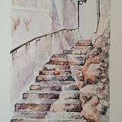 Mi proyecto del curso: Masterclass  de texturas en acuarela "Escaletes dels gats". Un progetto di Belle arti, Pittura e Pittura ad acquerello di Mari Vidal - 27.02.2024