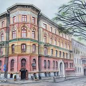 My project for course: Architectural Sketching with Watercolor and Ink. Sketching, Drawing, Watercolor Painting, Architectural Illustration, Sketchbook & Ink Illustration project by Michelle Esterhuizen - 02.16.2024