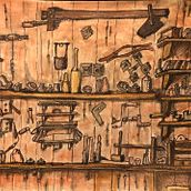 old carpentry workshop. Drawing project by Klaudia Traczyk - 02.28.2024