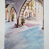 Mi proyecto del curso: Dibujo arquitectónico con acuarela y tinta "Font de dins". Un progetto di Bozzetti, Disegno, Pittura ad acquerello, Illustrazione architettonica, Sketchbook e Illustrazione con inchiostro di Mari Vidal - 01.03.2024
