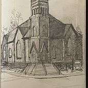 A church I drew. Sketching project by Jim Lee - 03.02.2024