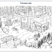 Fisherman's cabin. Projekt z dziedziny Ilustracja c, frowa, Concept art, R, sunek c, frow, Malarstwo c i frowe użytkownika angelicadovnar_1 - 02.03.2024