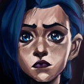 Fanart de Jinx. Un proyecto de Ilustración tradicional, Diseño, Diseño de personajes, Pintura digital, Dibujo digital y Dibujo de Retrato de María Machín Suárez - 03.03.2024