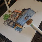 Mi proyecto del curso: Dibujo arquitectónico expresivo con marcadores de colores. Un proyecto de Bocetado, Dibujo, Ilustración arquitectónica, Sketchbook e Ilustración con tinta de alexmendez211008 - 05.03.2024