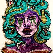 My project for course: Beaded Embroidery Portraits. Accessor, Design, Embroider, Decoration, and Textile Design project by ameliadolldots - 03.03.2024