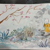 Mi proyecto del curso: Ilustración en acuarela con influencia japonesa. Un proyecto de Ilustración tradicional, Dibujo y Pintura a la acuarela de florescespedes6 - 06.03.2024