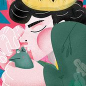 Kissing frog. Projekt z dziedziny Ilustracje dla dzieci, Ilustracja c i frowa użytkownika jak_kazdy - 01.06.2022