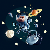 Gatito espacial. 3D, Character Design, 3D Modeling, 3D Character Design, and 3D Design project by Carlos Andrés Ruiz Palacio - 03.06.2024