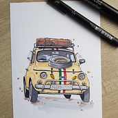 Rally car. Sketching project by Jeannette Van de Loop - 03.07.2024