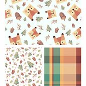 Forest themed pattern design. Textile Design, Packaging, Interior Design, Painting, Product Design, and Pattern Design project by Hale Çelik - 02.29.2024