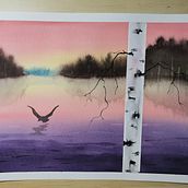 Mein Abschlussprojekt für den Kurs: Atmosphärische Landschaften in Aquarell. Fine Arts, Painting, and Watercolor Painting project by Katrin Prietz - 03.08.2024