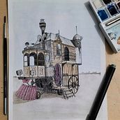 Il mio progetto del corso: Illustrazione di scene incantevoli con acquerello e penna stilografica Ein Projekt aus dem Bereich Malerei, Skizzenentwurf, Aquarellmalerei, Architektonische Illustration und Illustration mit Tinte von arethacasa - 09.03.2024
